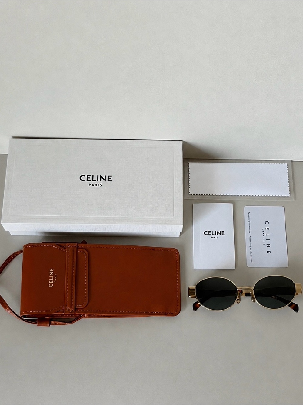 Celine Triomphe Metal 01 Sunglasses Green Lens Gold Frame - Picture 14 of 15